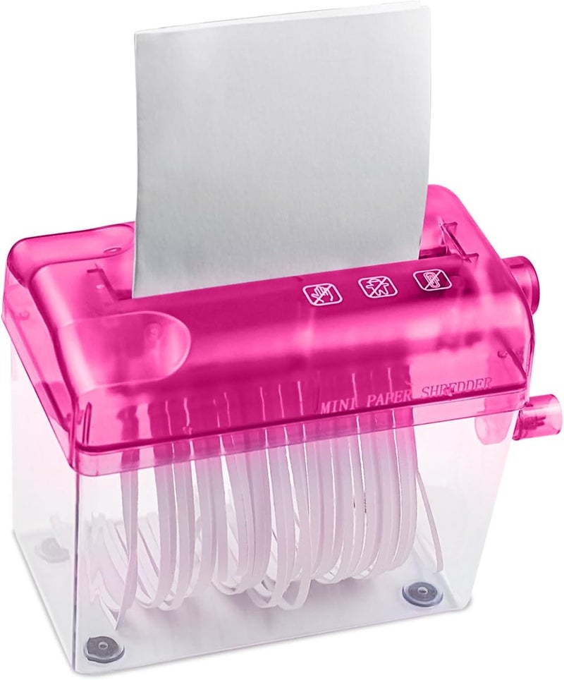 JIKIOU Mini Hand Shredder Portable Paper Shredder Manual Shredder Documents Paper Cutting Tool Home Office Desktop Stationery Red - Image 1
